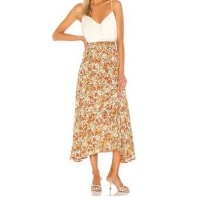 Faithfull The Brand Midi Skirt in Floral Apricot - Size 6 / M - NWT